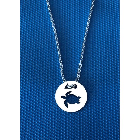 Collier femme argent, créateur CabaneTchanque, Pendentif Tortue