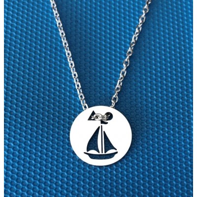 Collier femme argent, créateur CabaneTchanque, Pendentif Voilier