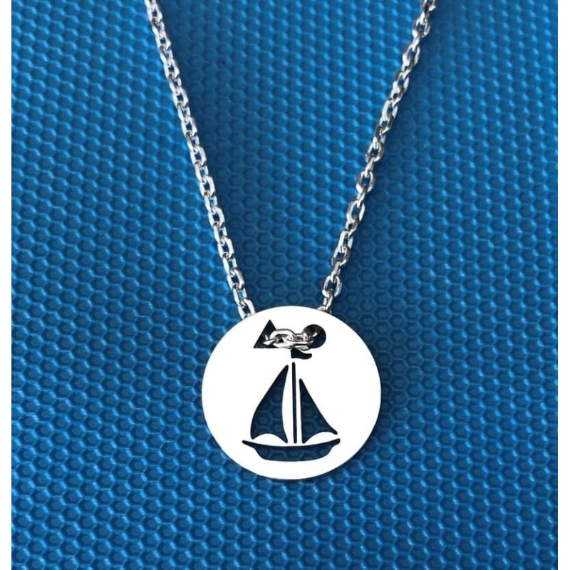 Collier femme argent, créateur CabaneTchanque, Pendentif Voilier