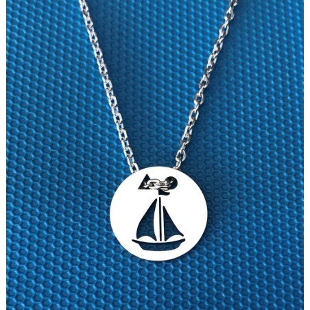 Collier femme argent, créateur CabaneTchanque, Pendentif Voilier