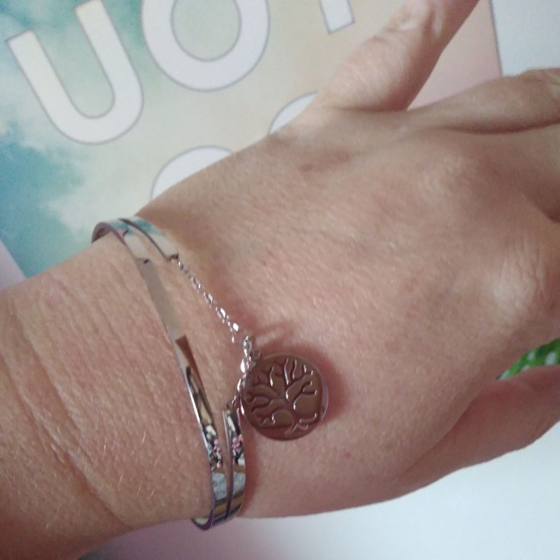 Achat Bracelet jonc rigide arbre de vie strassé – acier inoxydable en gros