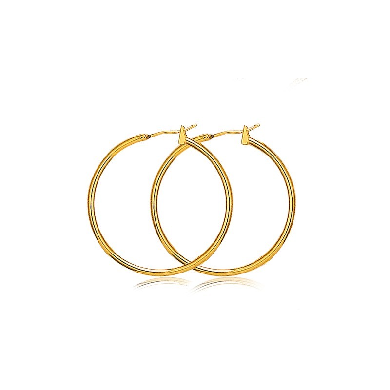 Créoles femme en plaqué or jaune 30 mm - Lyn&Or Bijoux