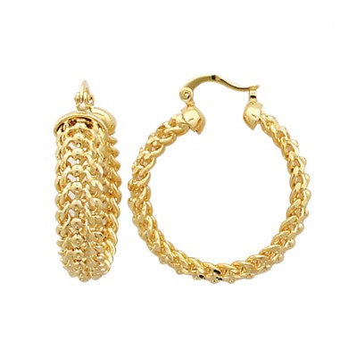 Créoles femme en plaqué or, maille américaine - Bijouterie Lyn&OR