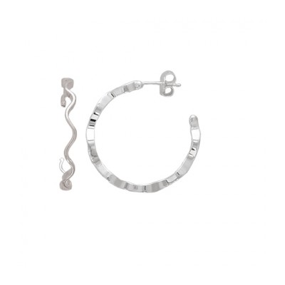 Créoles femme en argent 925, fil ondulé 30 mm