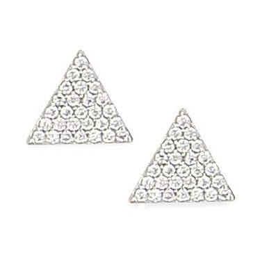 Boucles d'oreille femme argent, triangle recouvert de zircon - Bijouterie Lyn&Or