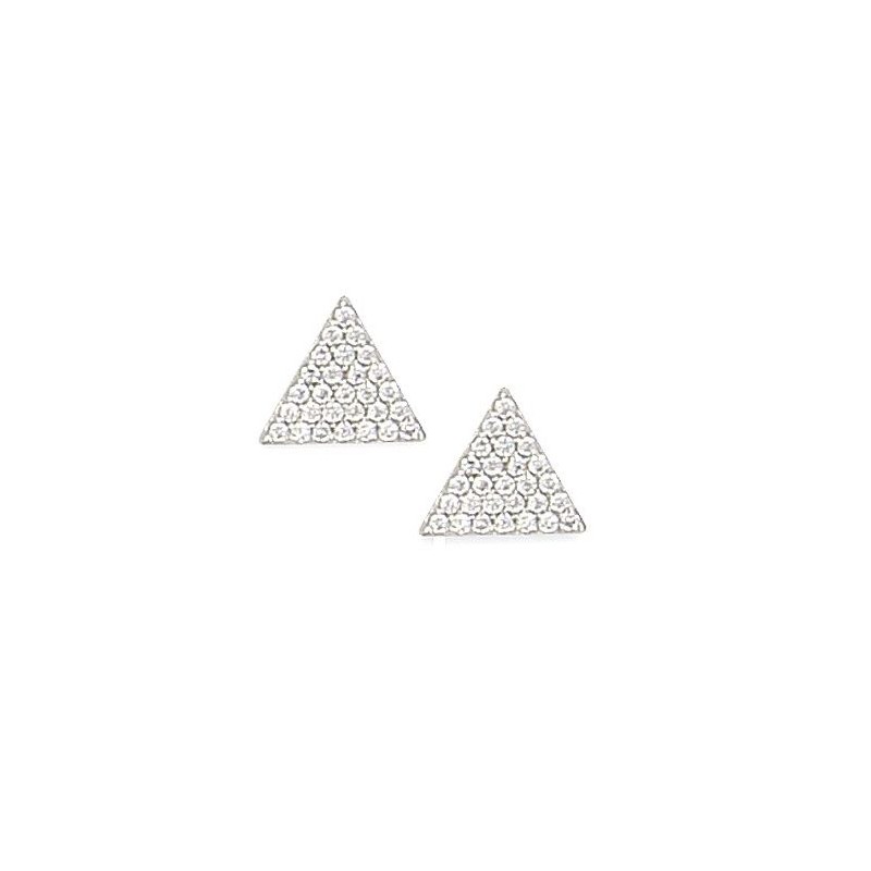 boucles d'oreilles femme argent, triangle recouvert de zircon - Bijouterie Lyn&Or