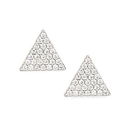 boucles d'oreilles femme argent, triangle recouvert de zircon - Bijouterie Lyn&Or