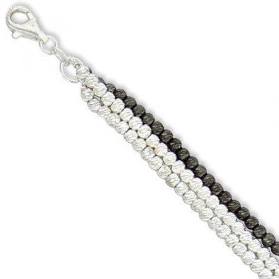 Bracelet femme bicolore, en argent noir et gris - Bijouterie Lyn&Or