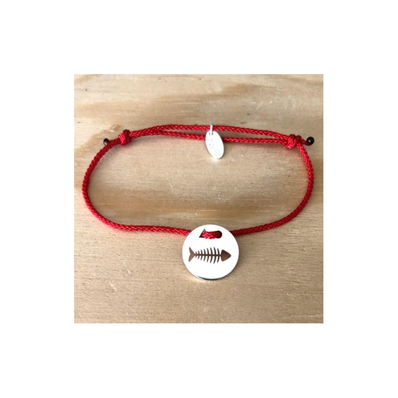 Bracelet femme argent, Token's Arrete de poisson, Cordon couleur au choix
