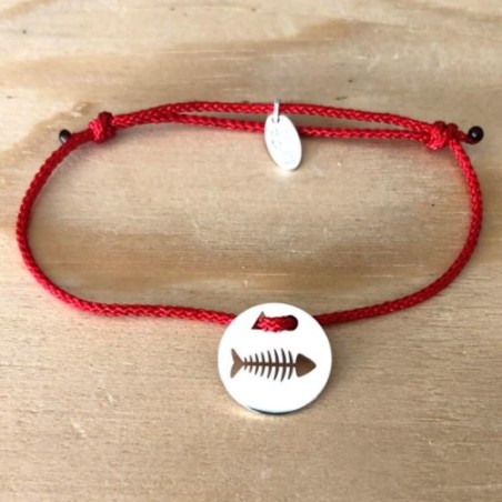 Bracelet femme argent, Token's Arrete de poisson, Cordon couleur au choix
