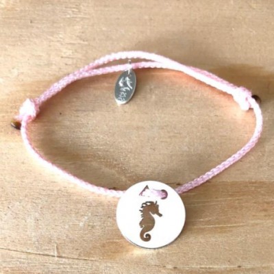 Bracelet femme argent, Token's Hippocampe, Cordon couleur au choix
