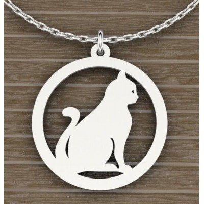 Collier & Pendentif femme en argent, Chat assis, par CabaneTchanque