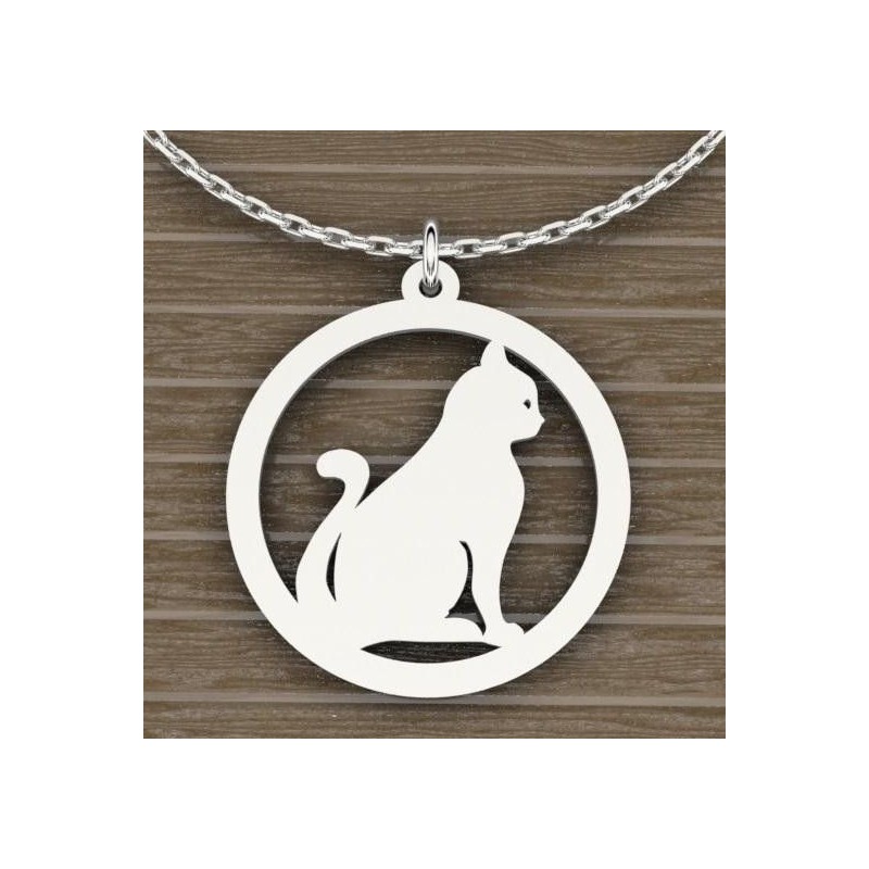 Collier & Pendentif femme en argent, Chat assis, par CabaneTchanque