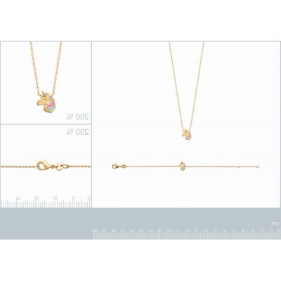 Bijou licorne pour enfant en plaqué or et émail