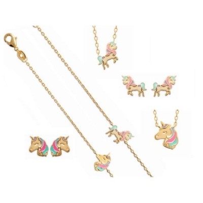 Bijou licorne pour enfant en plaqué or et émail - Lyn&Or Bijoux