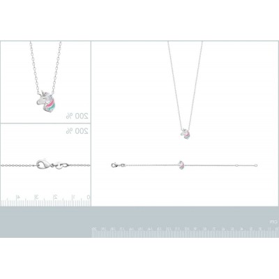Bijou licorne multicolore pour enfant en argent 925 et émail