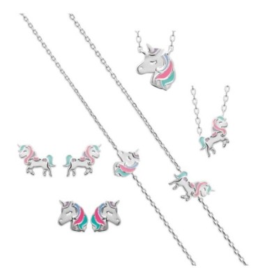 Bijou licorne pour enfant en argent 925 et émail coloré - Lyn&Or Bijoux