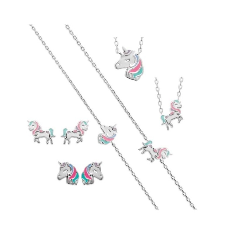 Bijou licorne pour enfant en argent 925 et émail coloré - Lyn&Or Bijoux