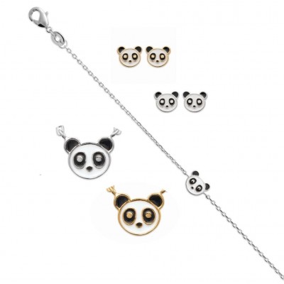 Bijou panda pour enfant en plaqué or ou argent et émail - Lyn&Or Bijoux