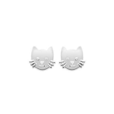 Bijou chat pour enfant en argent 925 rhodié - boucles d'oreille