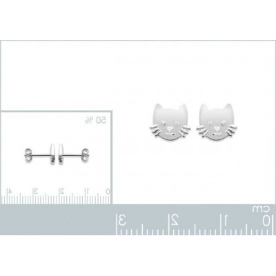 boucles d'oreilles puces en forme de chat, argent 925 pour enfant