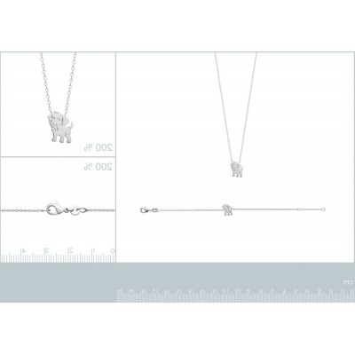 Bijoux pour enfant en argent rhodié, petit chiot, bracelet, collier, pendentif