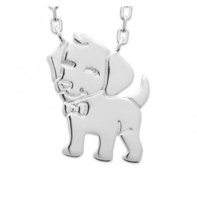 Bijou chien pour enfant en argent rhodié - pendentif et collier