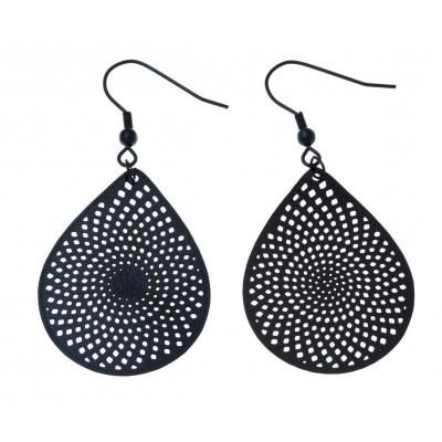 Boucles d'oreille pendantes en acier noir pour femme - Mirage - Lyn&Or Bijoux