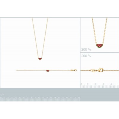 petite pastèque rouge bijou pour enfant, plaqué or et émail