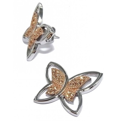 Boucles d'oreille en acier bicolore pour femme - Envolée - Lyn&Or Bijoux