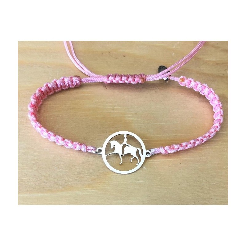 Bracelet femme en argent et cordon coloré - Cavalier au dressage - Lyn&Or Bijoux