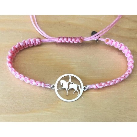 Bracelet femme en argent et cordon coloré - Cavalier au dressage - Lyn&Or Bijoux