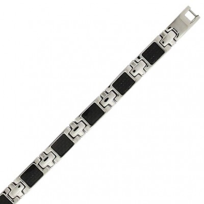 Bracelet acier homme, bicolore gris et noir, Mikko - Lyn&Or Bijoux