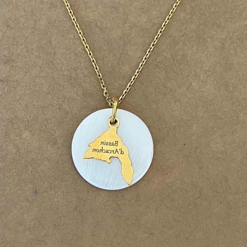 Collier créateur femme, Nacre blanche et plaqué or - Bassin d'Arcachon