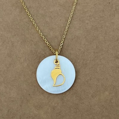 Collier nacre et plaqué or pour femme, pendentif Coquillage