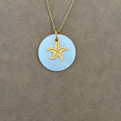 Collier nacre et plaqué or pour femme, étoile de mer
