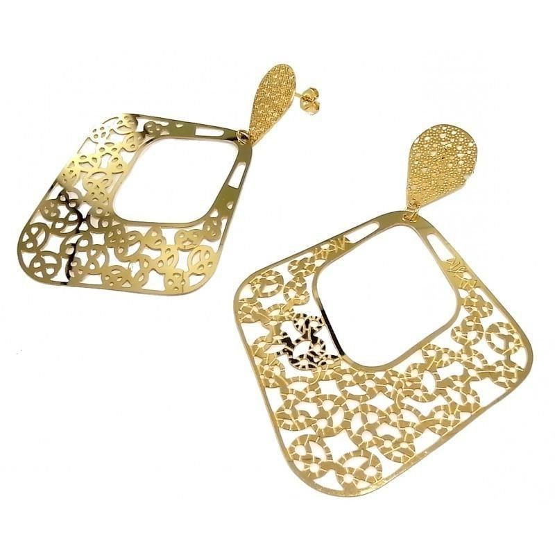 Bijoux en acier doré - grandes Boucles d'oreilles pendantes pour femme Bijoux en acier doré - grandes Boucles d'oreilles pendantes pour femme