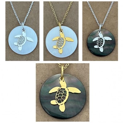 Collier de nacre pour femme, pendentif tortue