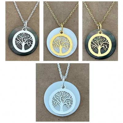 Collier Arbre de vie femme, pendentif en Nacre