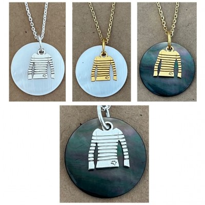 Collier femme et pendentif en Nacre - Marinière