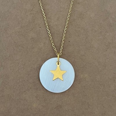 Collier et pendentif nacre et plaqué or pour femme, Etoile