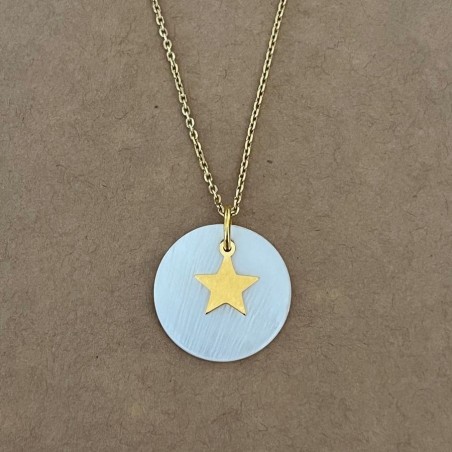 Collier et pendentif nacre et plaqué or pour femme, Etoile