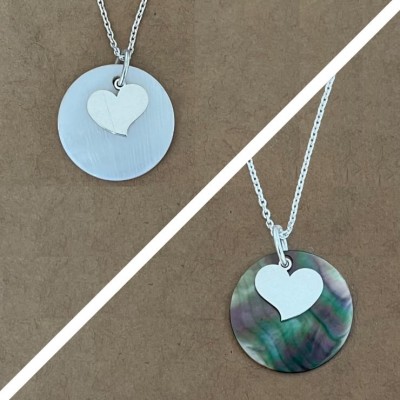 Collier et pendentif nacre femme, Coeur