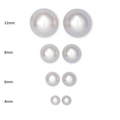boucles d'oreilles femme, perle blanche de Majorque - 4mm à 12mm