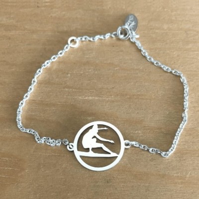 Bracelet de créateur en argent pour femme - Surfeur goofy Bracelet de créateur en argent pour femme - Surfeur goofy