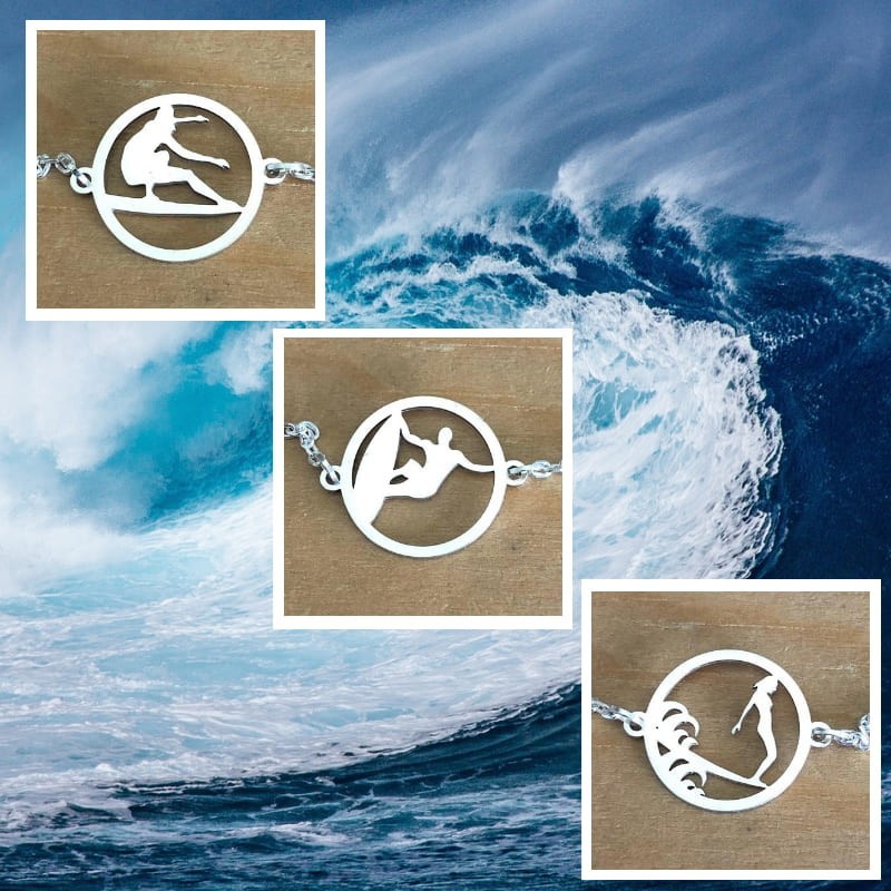 bracelet surf en argent pour femme, bijou de créateur