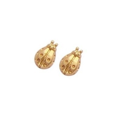 Boucles D'oreilles Enfants Or 333 (8 Carats) - Coeur Et Coccinelle - Pendentif - Italie - Neuves