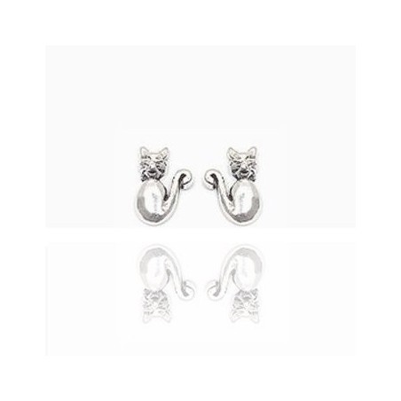 Boucles d'oreille, Chat en argent pour fille - Lyn&OR Bijoux