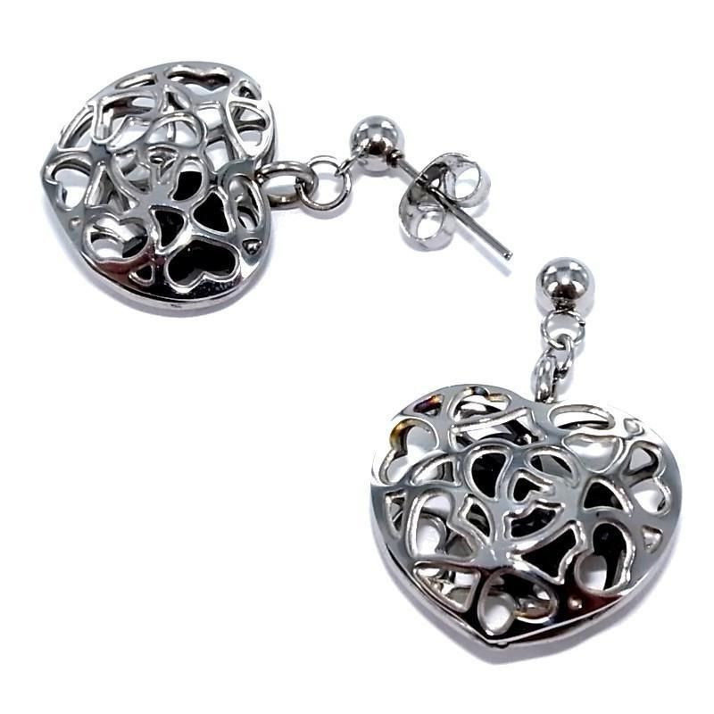 boucle d'oreille acier fantaisie coeur pour femme, Carla boucle d'oreille acier fantaisie coeur pour femme, Carla