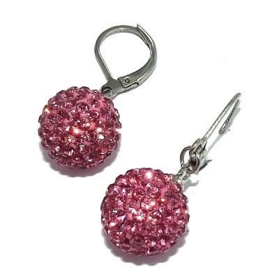 Boucles d'oreille femme en acier & cristal rose - Pink-Lady - Lyn&Or Bijoux